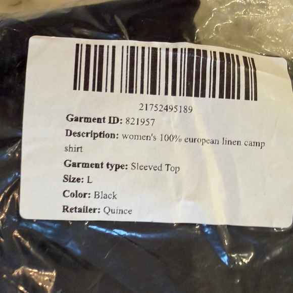 NWT QUINCE Women's Black Button-Up 100% European Linen Camp Shirt Sz L - Picture 6 of 7